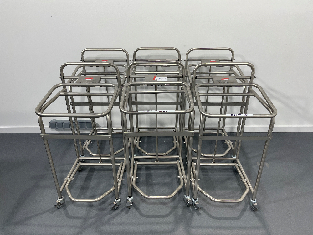 Image of Set of 6 Pedal Bin Trolley Carts, Racking, and Shelving